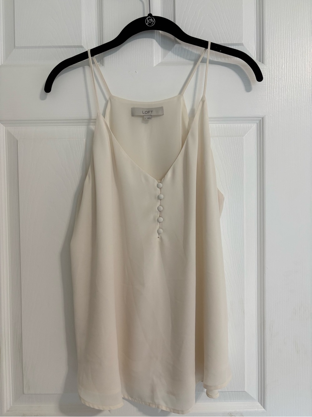 LOFT Cream Spaghetti Strap Shell with Covered Buttons